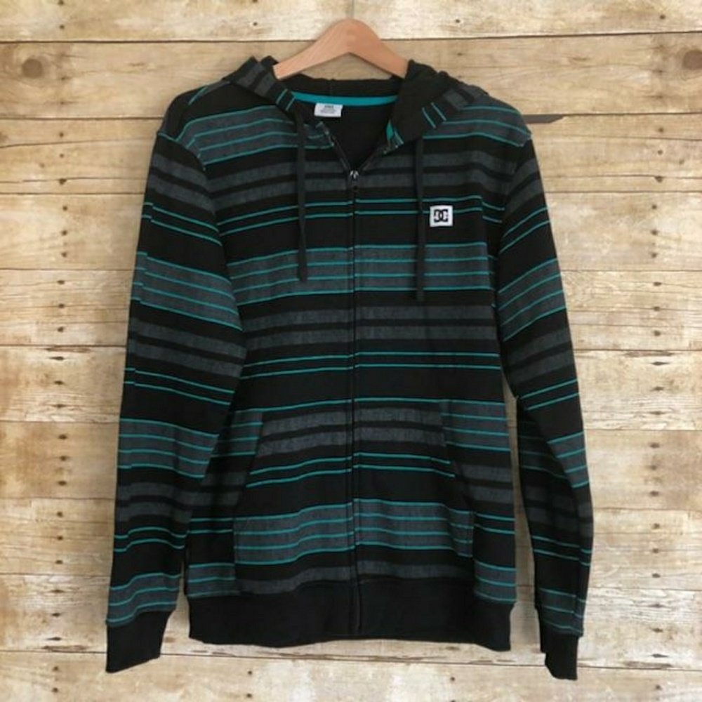DC Striped hoodie zip up sz m